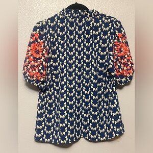 Hapsho Floral Puff Sleeve 3 Women's Top